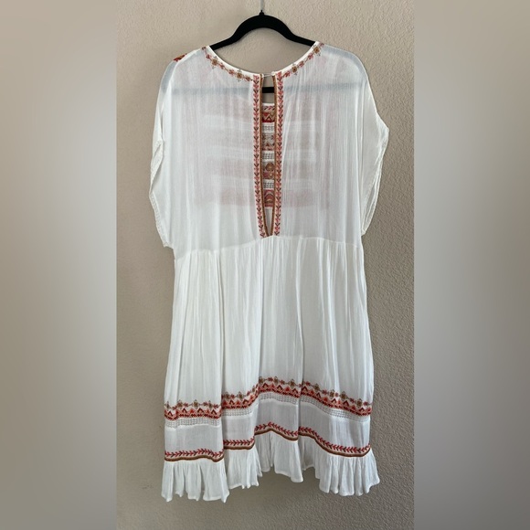 Free People Womens Sunrise Wanderer Mini Dress Large Floral Embroidered Boho - Picture 2 of 6